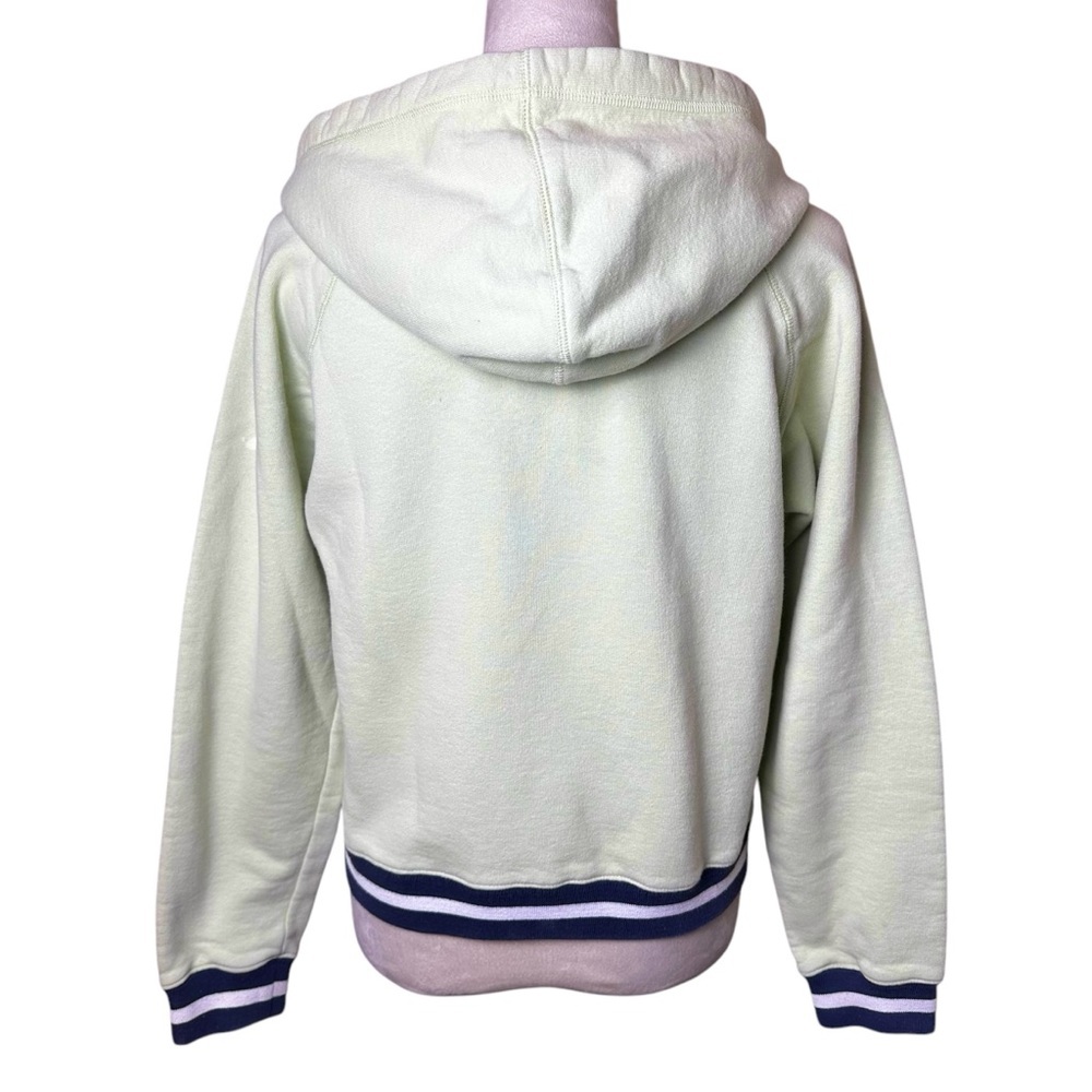 Arizona Y2K Vintage Pastel Pistachio Green Zip Hoodie Jacket Navy Striped Trim - Picture 3 of 9